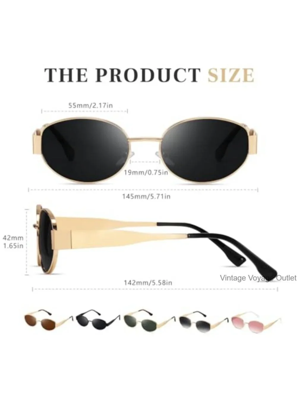 Polarized Oval Sunglasses Retro Metal Frame UV Protection
